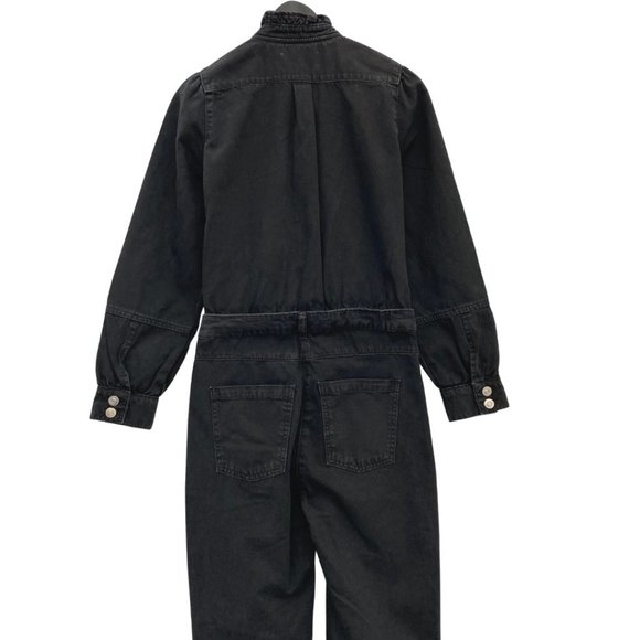BA&SH Valentine Ruffled Black Denim Jumpsuit NWT - Picture 6 of 8
